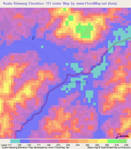 Kuala Klawang,Malaysia Elevation Map