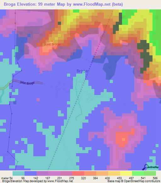 Broga,Malaysia Elevation Map