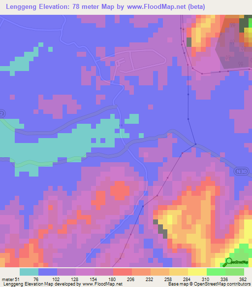 Lenggeng,Malaysia Elevation Map