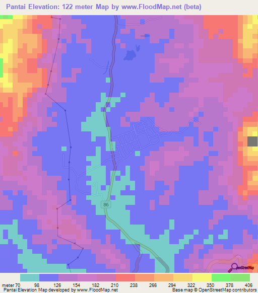 Pantai,Malaysia Elevation Map