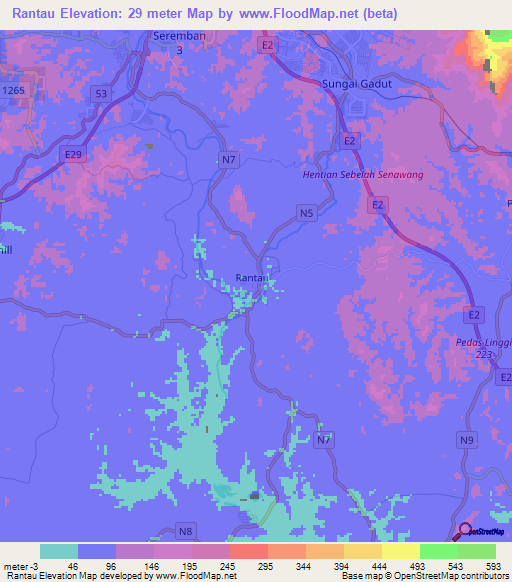 Rantau,Malaysia Elevation Map