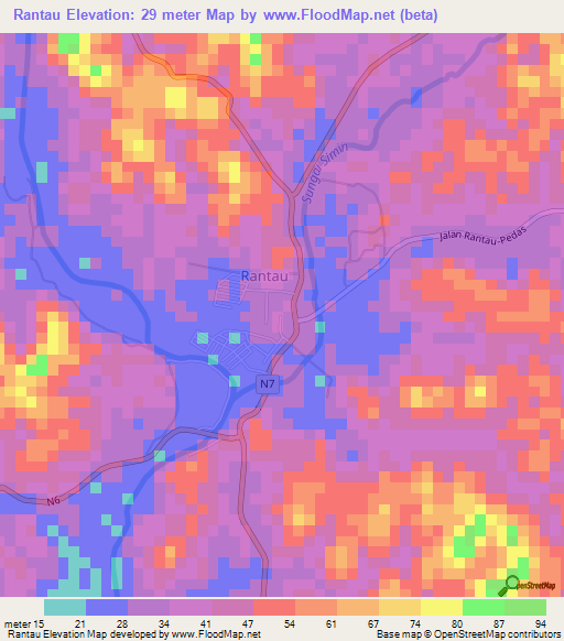 Rantau,Malaysia Elevation Map