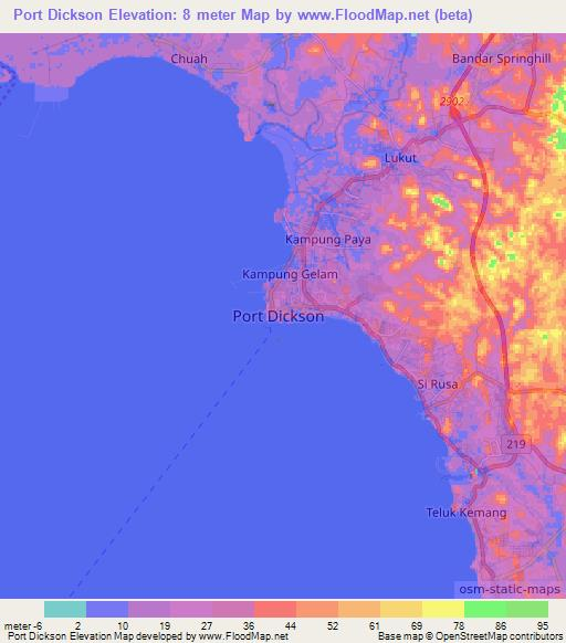 Port Dickson,Malaysia Elevation Map