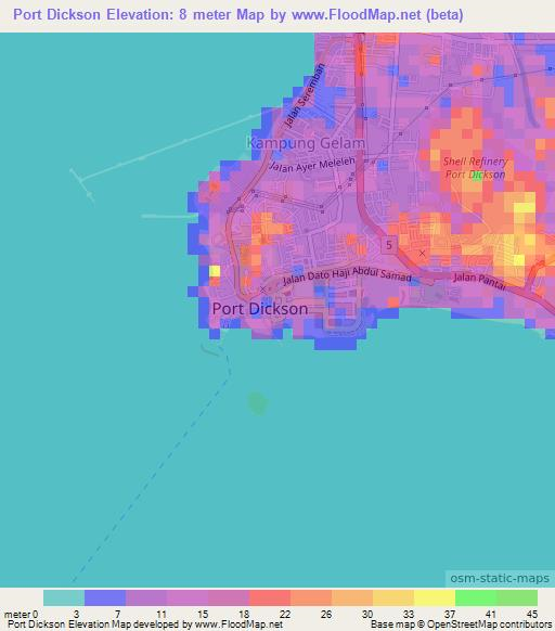 Port Dickson,Malaysia Elevation Map