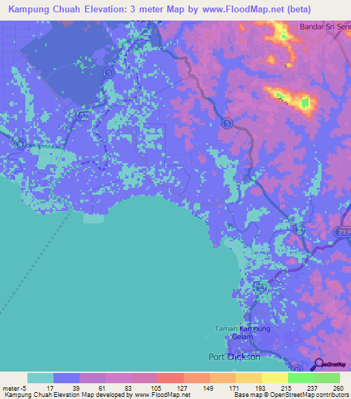 Kampung Chuah,Malaysia Elevation Map