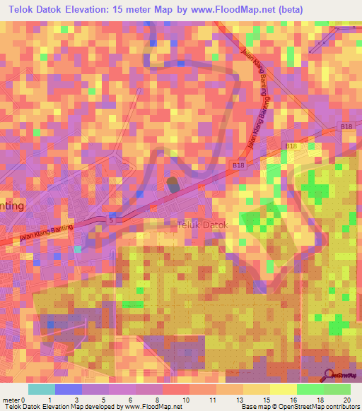 Telok Datok,Malaysia Elevation Map