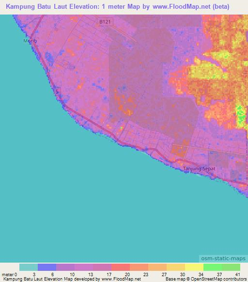 Kampung Batu Laut,Malaysia Elevation Map