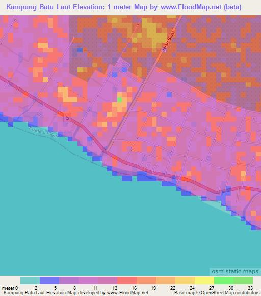 Kampung Batu Laut,Malaysia Elevation Map