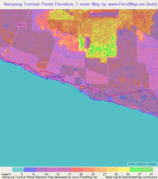 Kampung Tumbuk Pantai,Malaysia Elevation Map