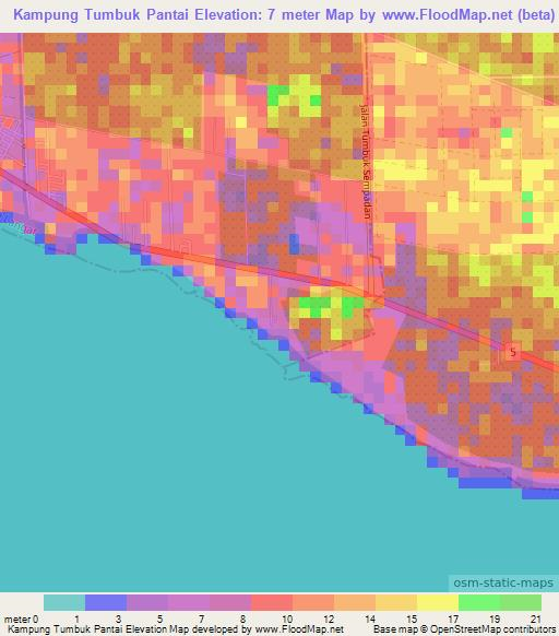 Kampung Tumbuk Pantai,Malaysia Elevation Map