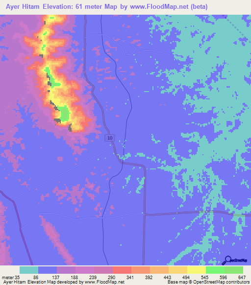 Ayer Hitam,Malaysia Elevation Map