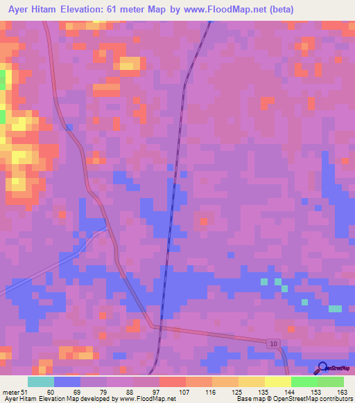 Ayer Hitam,Malaysia Elevation Map