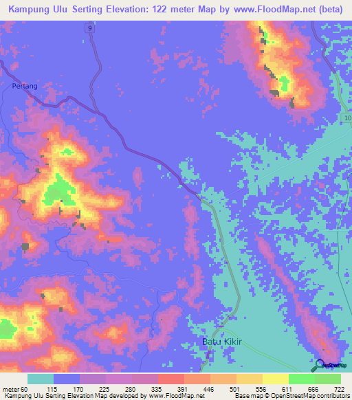 Kampung Ulu Serting,Malaysia Elevation Map