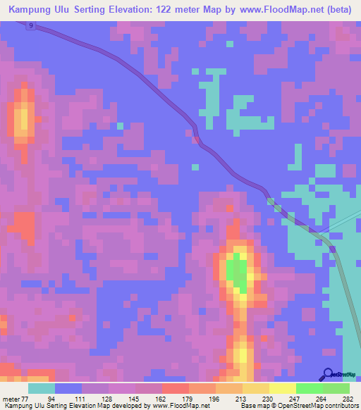 Kampung Ulu Serting,Malaysia Elevation Map