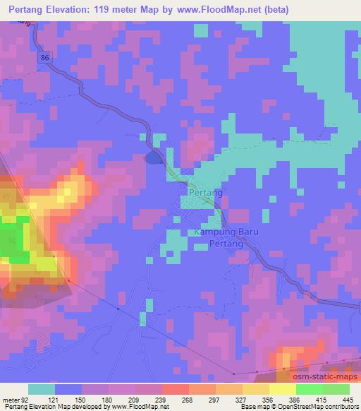 Pertang,Malaysia Elevation Map