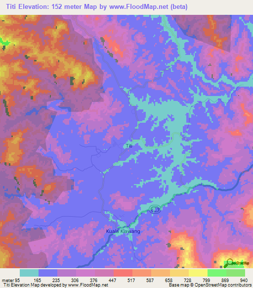 Titi,Malaysia Elevation Map