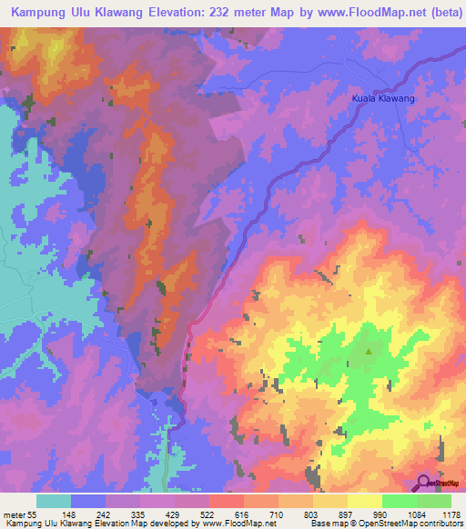 Kampung Ulu Klawang,Malaysia Elevation Map