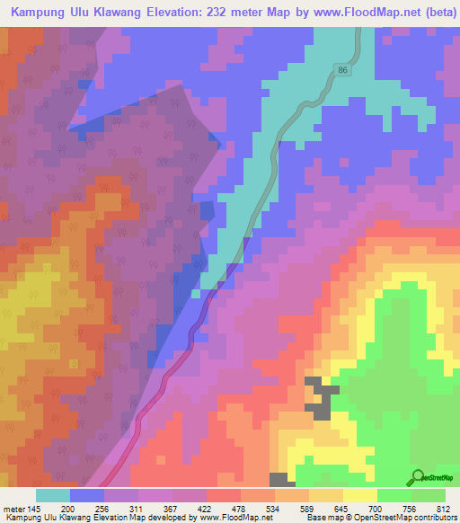 Kampung Ulu Klawang,Malaysia Elevation Map