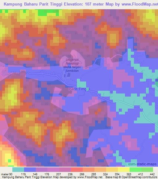 Kampung Baharu Parit Tinggi,Malaysia Elevation Map