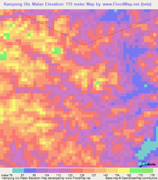 Kampung Ulu Malan,Malaysia Elevation Map