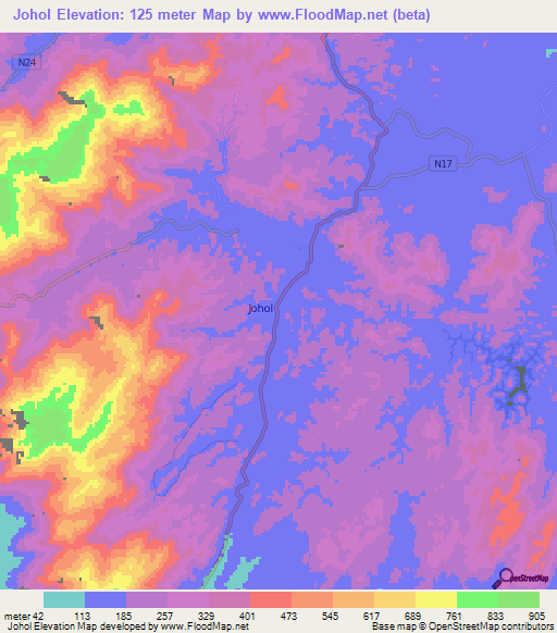 Johol,Malaysia Elevation Map