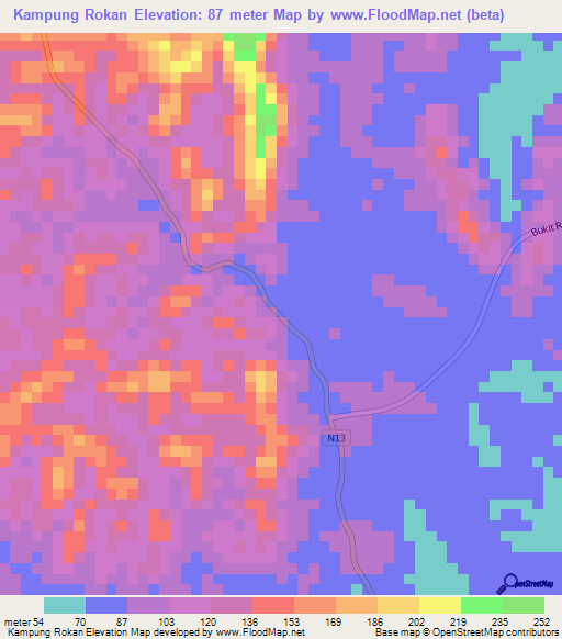 Kampung Rokan,Malaysia Elevation Map