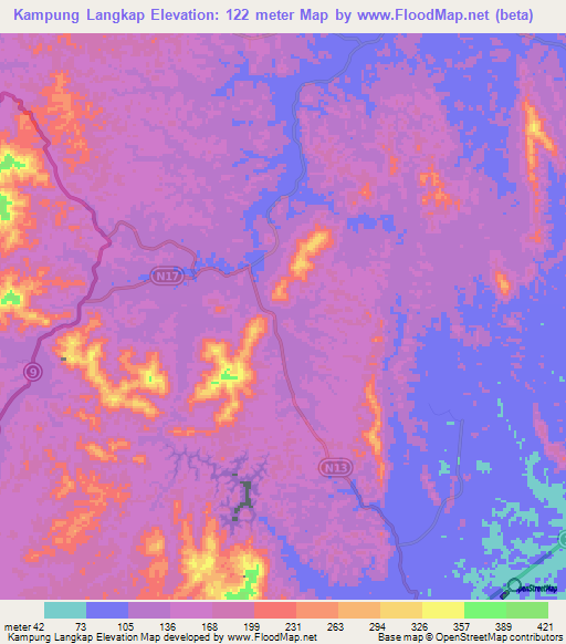 Kampung Langkap,Malaysia Elevation Map