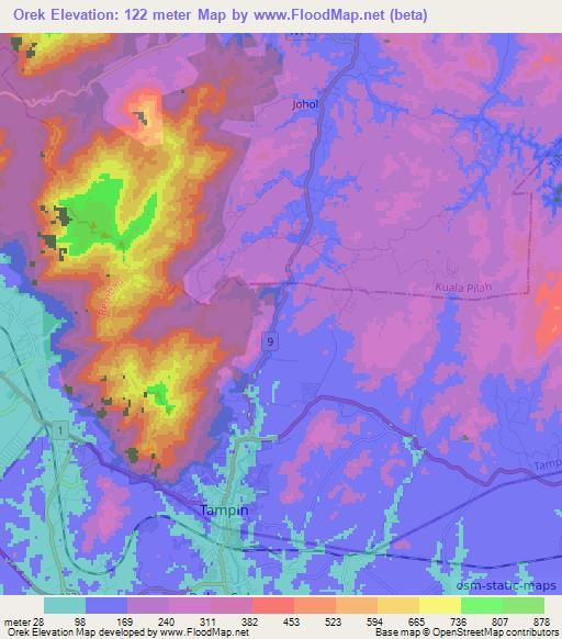 Orek,Malaysia Elevation Map