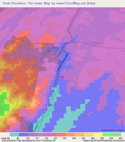 Orek,Malaysia Elevation Map