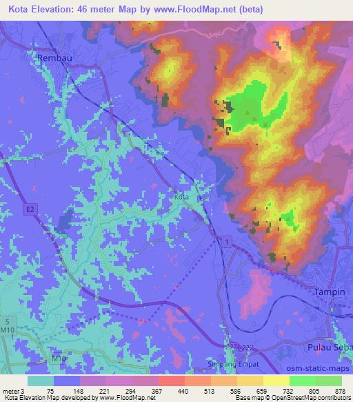 Kota,Malaysia Elevation Map