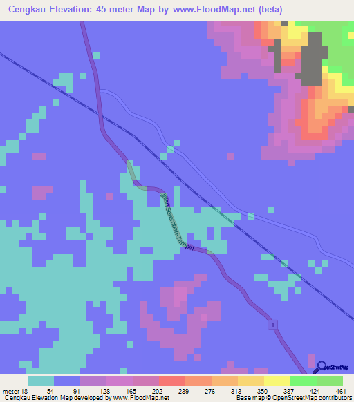 Cengkau,Malaysia Elevation Map