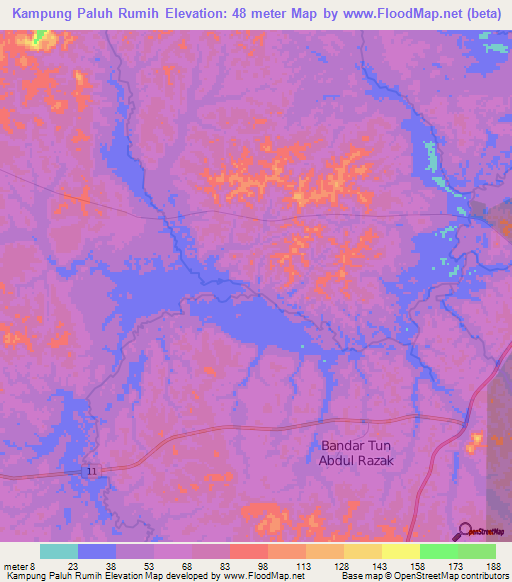 Kampung Paluh Rumih,Malaysia Elevation Map