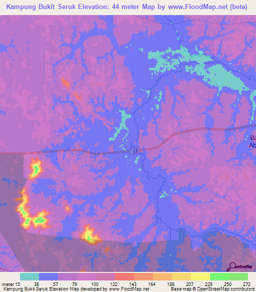 Kampung Bukit Seruk,Malaysia Elevation Map