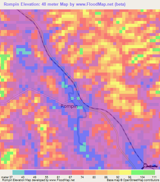 Rompin,Malaysia Elevation Map