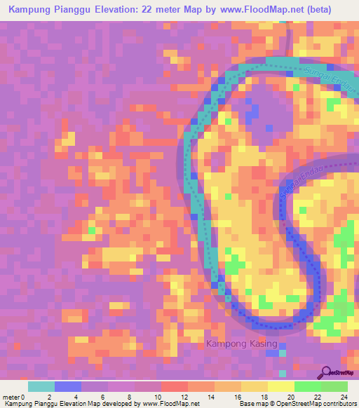 Kampung Pianggu,Malaysia Elevation Map