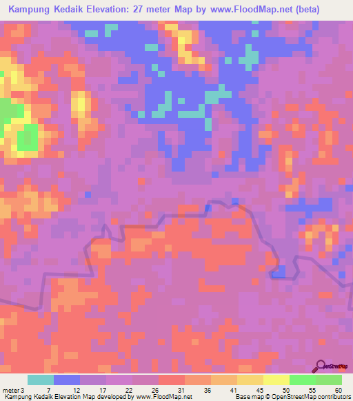 Kampung Kedaik,Malaysia Elevation Map