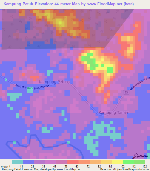 Kampung Petuh,Malaysia Elevation Map