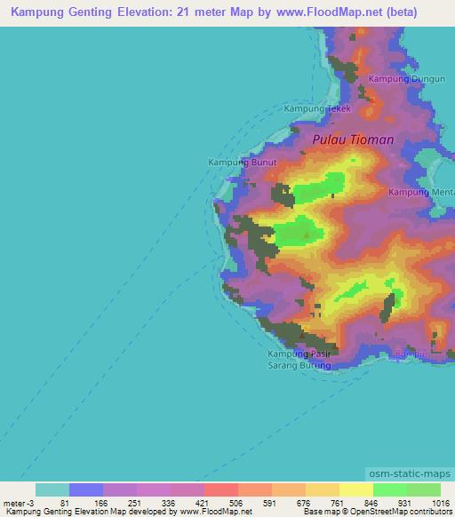 Kampung Genting,Malaysia Elevation Map