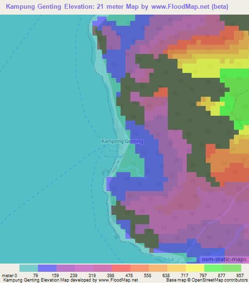 Kampung Genting,Malaysia Elevation Map