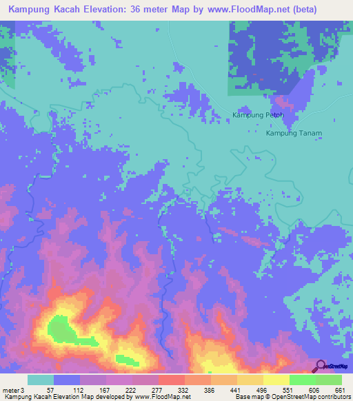 Kampung Kacah,Malaysia Elevation Map