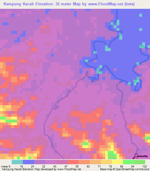 Kampung Kacah,Malaysia Elevation Map