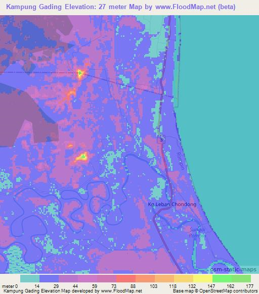 Kampung Gading,Malaysia Elevation Map