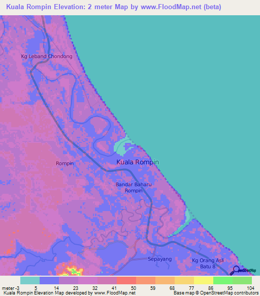 Kuala Rompin,Malaysia Elevation Map