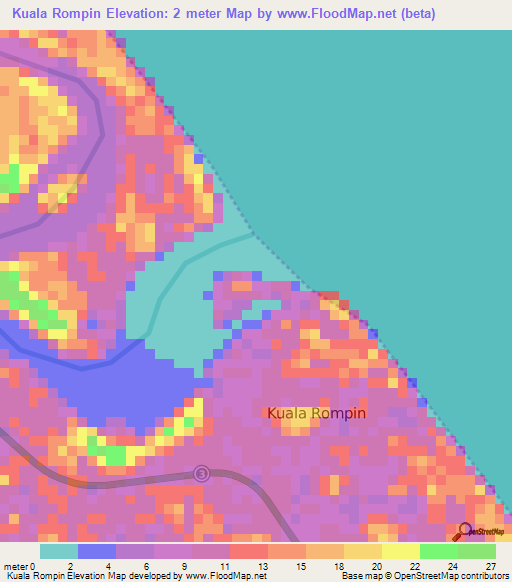 Kuala Rompin,Malaysia Elevation Map