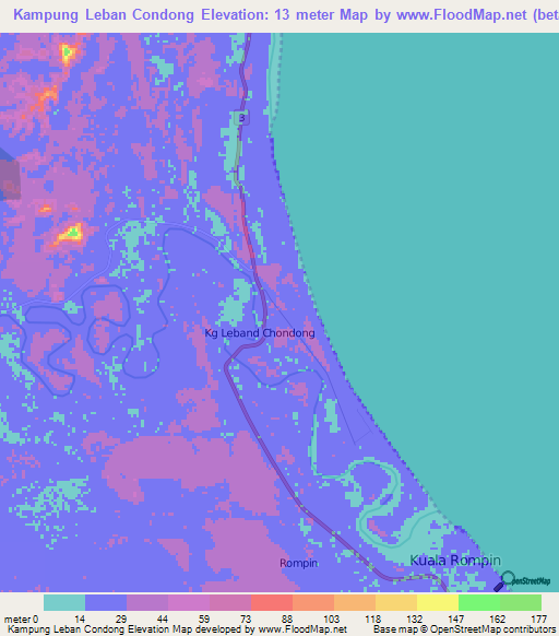 Kampung Leban Condong,Malaysia Elevation Map