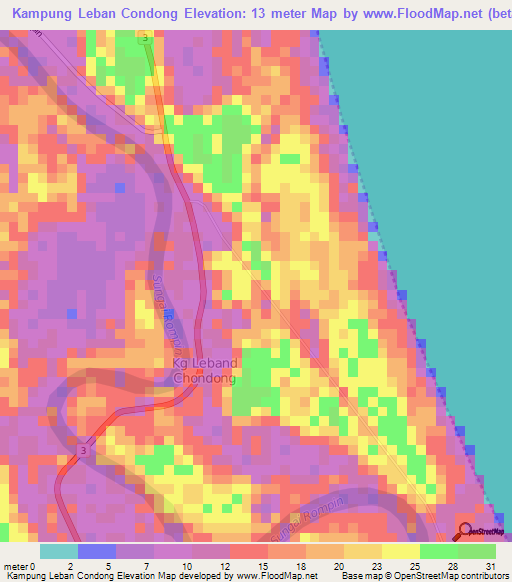 Kampung Leban Condong,Malaysia Elevation Map