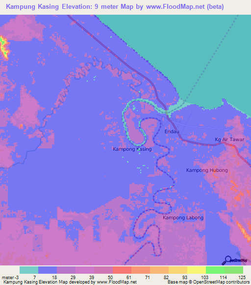 Kampung Kasing,Malaysia Elevation Map