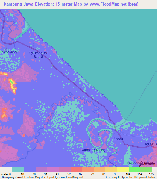 Kampung Jawa,Malaysia Elevation Map