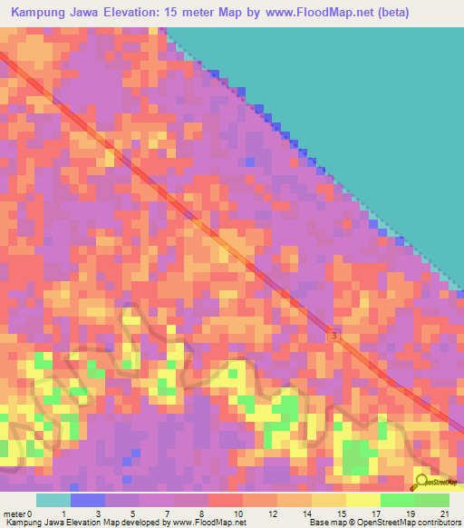 Kampung Jawa,Malaysia Elevation Map