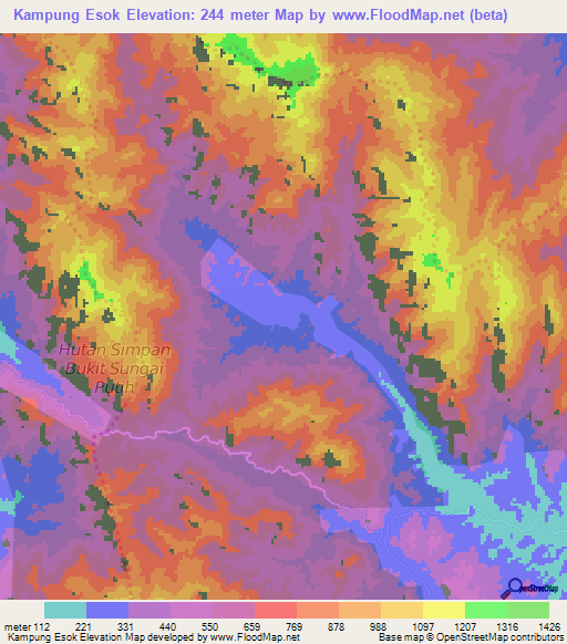 Kampung Esok,Malaysia Elevation Map